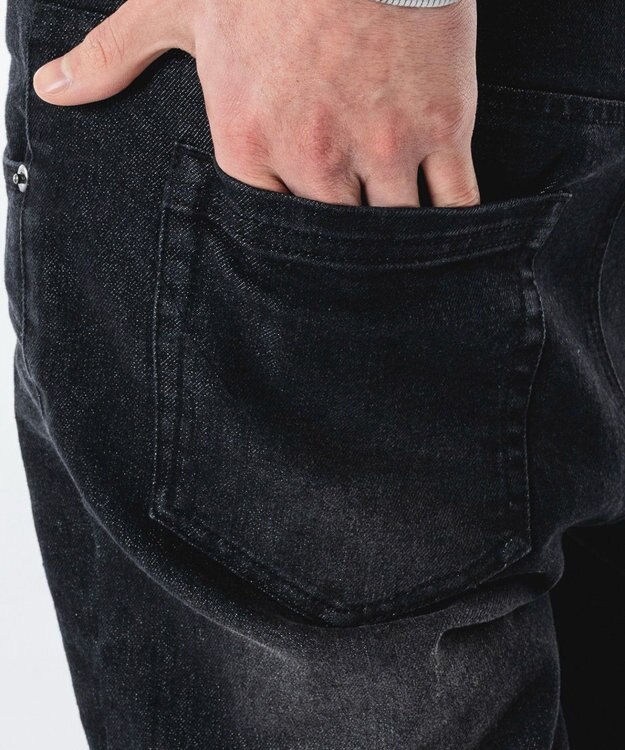 WEGO 【ユニセックス着用ITEM】シャーリングフレアデニムスキニーパンツ デニムブラックソノタ