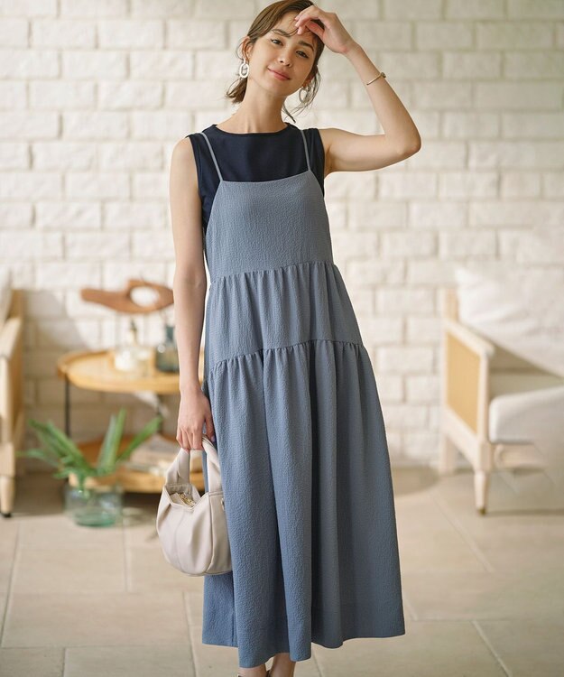 組曲 【WEB限定カラーあり】ニットタンクトップ ネイビー系