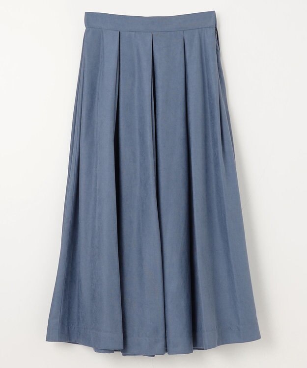 ANY L 【ウエストゴム】ベロアタッチタックスカート ブルー