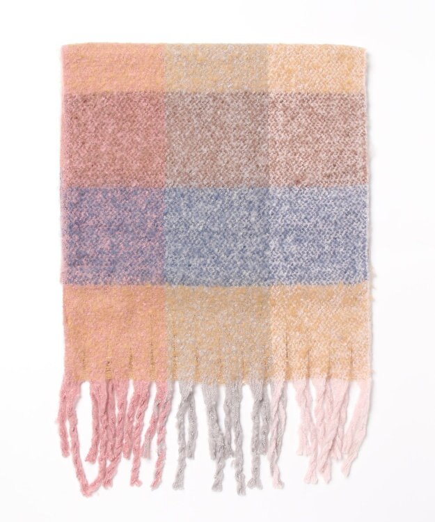 UNBILLION カシュネ cache nez / 起毛ブロックチェックストール ピンクミックス