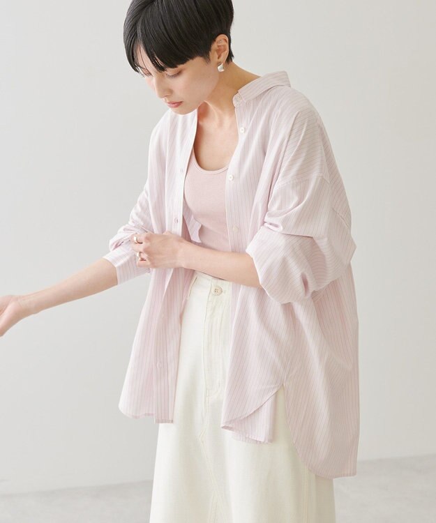 AMERICAN HOLIC サラックールバックタックシャツ Stripe Pink