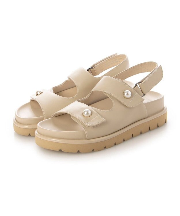 ing <ing>パールモチーフフッドベッドサンダル アイボリー