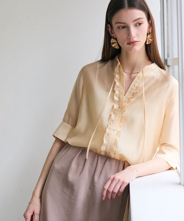 BEIGE， AMARYLLIS / フリルリボン ブラウス Peach