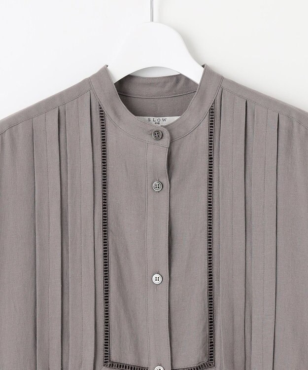 23区 【SLOW/一部店舗限定】ブライトリネン シャツ ワンピース ライトグレー系