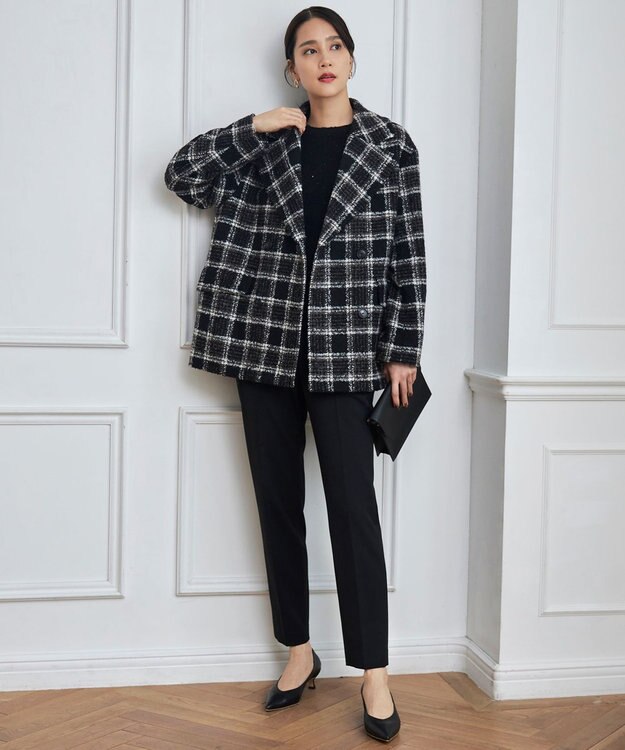 自由区 【アンサンブル対応・洗える】スパンコールプルオーバー ニット ブラック