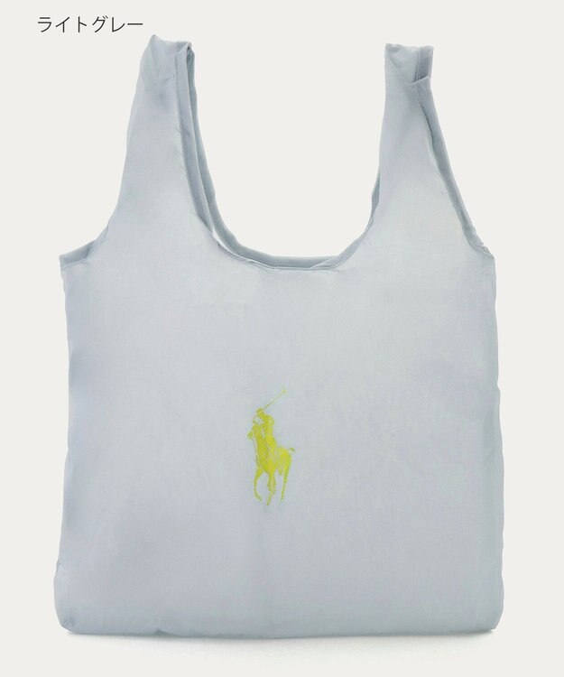 MOONBAT POLO RALPH LAUREN(ポロ ラルフローレン)ポロポニー ポケッタブル レインバッグ Sサイズ 無地 ストラップベルト付き ライトグレー