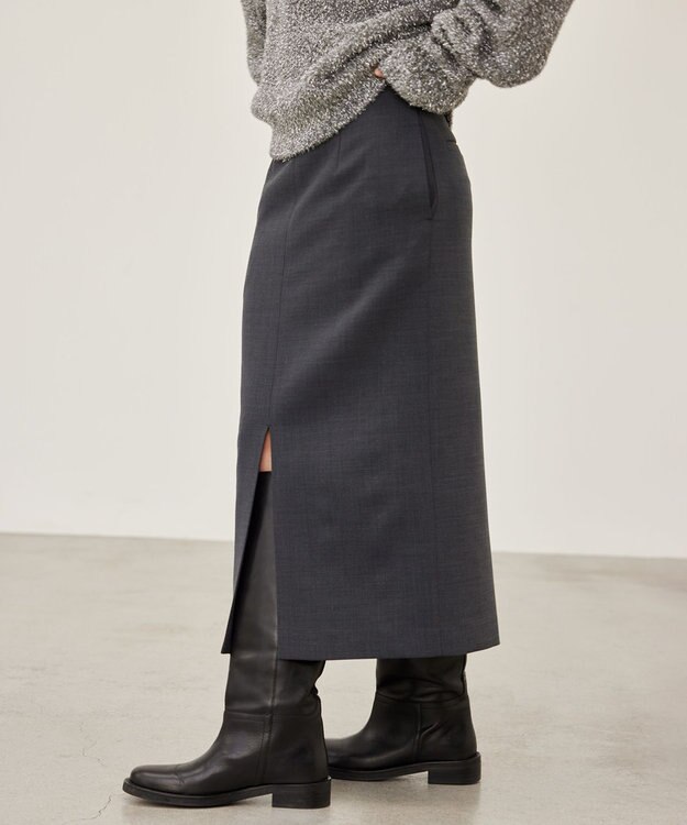 BEIGE， 【Precious 2月号掲載】LAC / 2WAYストレッチIラインスカート C.Gray