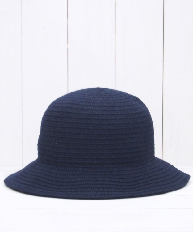 石田製帽 エコリウール混 丸ダウンクロッシェ ネイビー