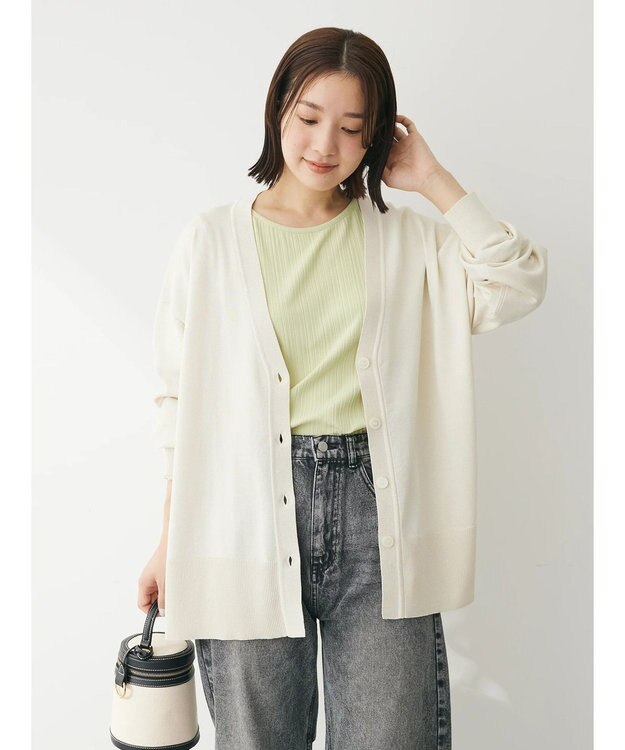 Green Parks 洗える　アソートミドル丈カーディガン Light Beige