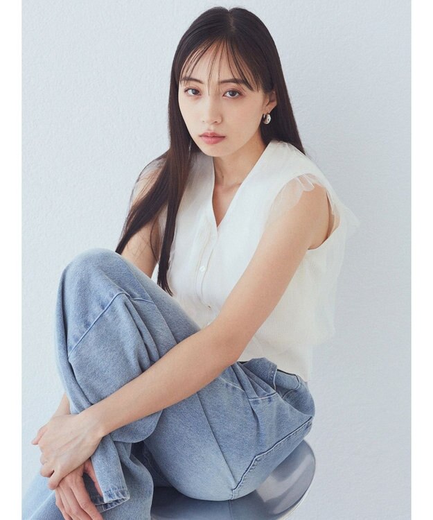 earth music&ecology チュールドッキングノースリカーディガン Off White