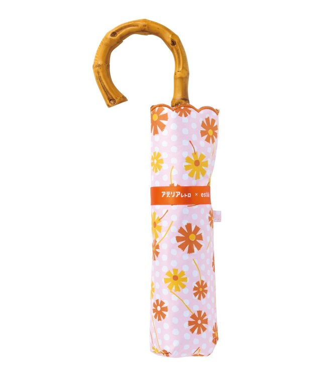 MOONBAT アデリアレトロ×estaa 晴雨兼用日傘 折りたたみ傘 アリス UV 一級遮光 オレンジ