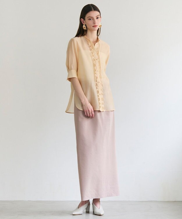 BEIGE， AMARYLLIS / フリルリボン ブラウス Peach