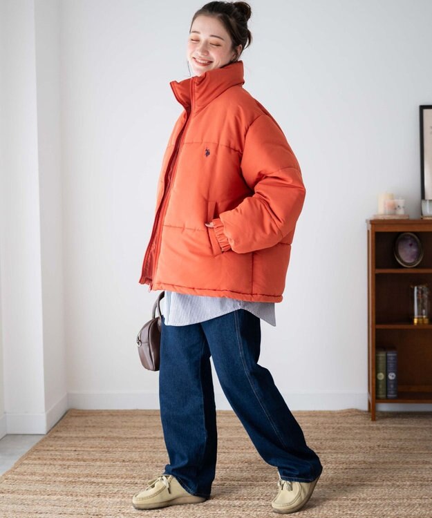 WEGO 【WEB限定/Sサイズ新登場/お気に入り登録者数5万人越えの大人気アイテム】U.S. POLO ASSN.別注パデッドジャケット ダークオレンジ