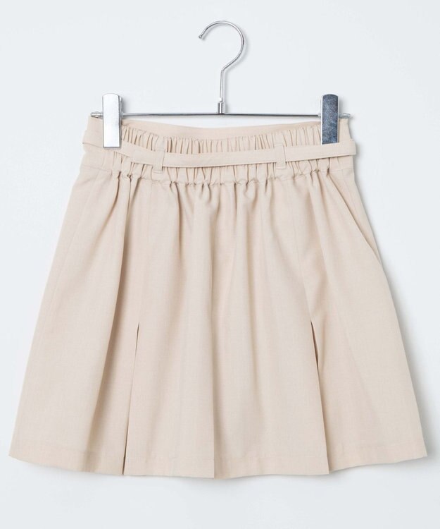 WEGO 【SETUP可】リネンライクプリーツミニスカパン ナチュラル