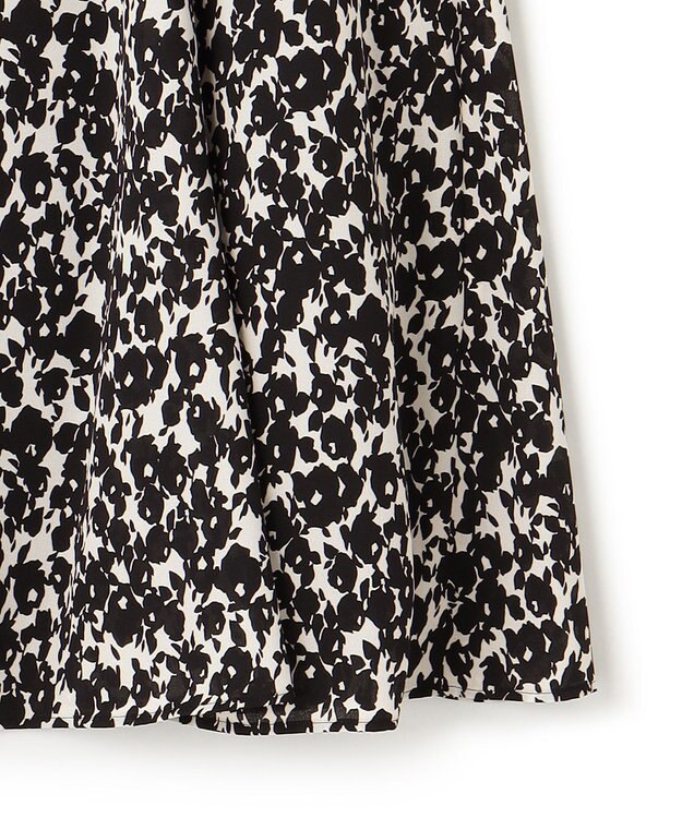 ICB 【洗える】シルエットフラワープリント マーメイドスカート ブラックベース柄