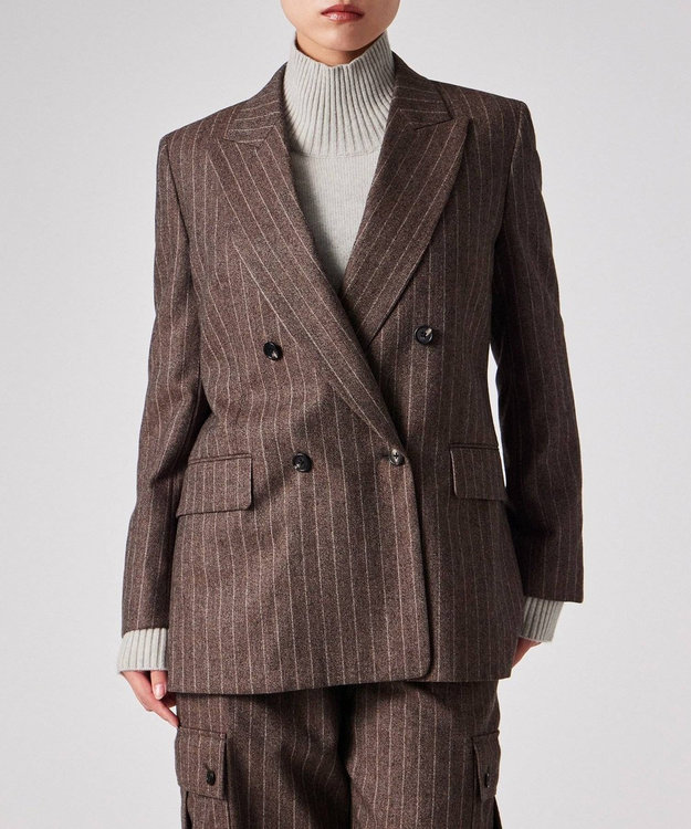 Paul Smith ストライプ ウール ダブルジャケット ブラウン