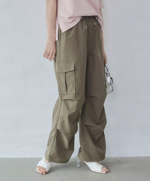 WEGO 【ウエストゴム】イージーパラシュートカーゴパンツ オリーブ