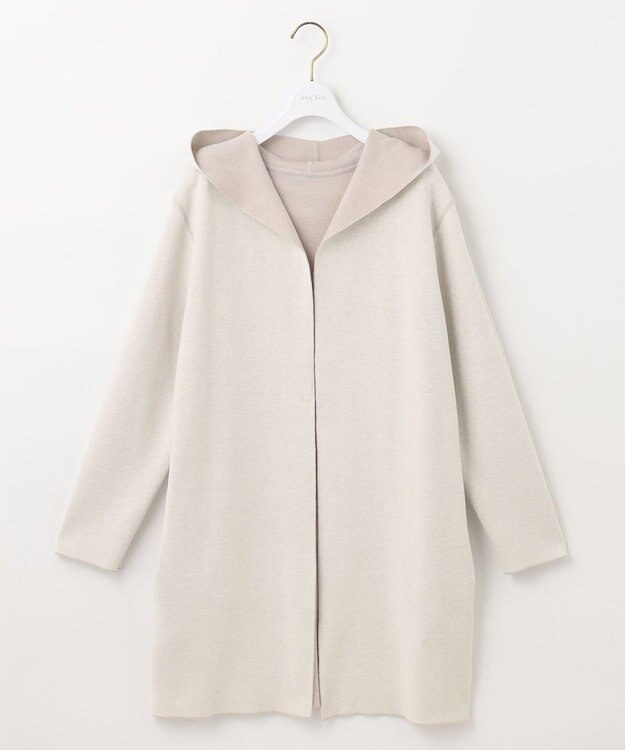 ANY SIS 【2WAY】リバーシブルフーディー アウター ライトベージュ×アイボリー