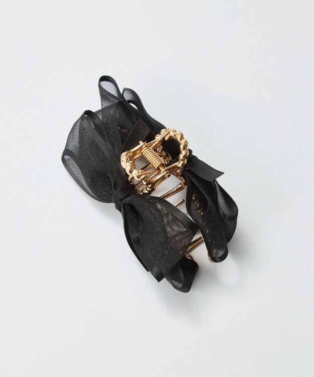 Phoebe ミディアムオーガンジーリボンバンスクリップ ブラック