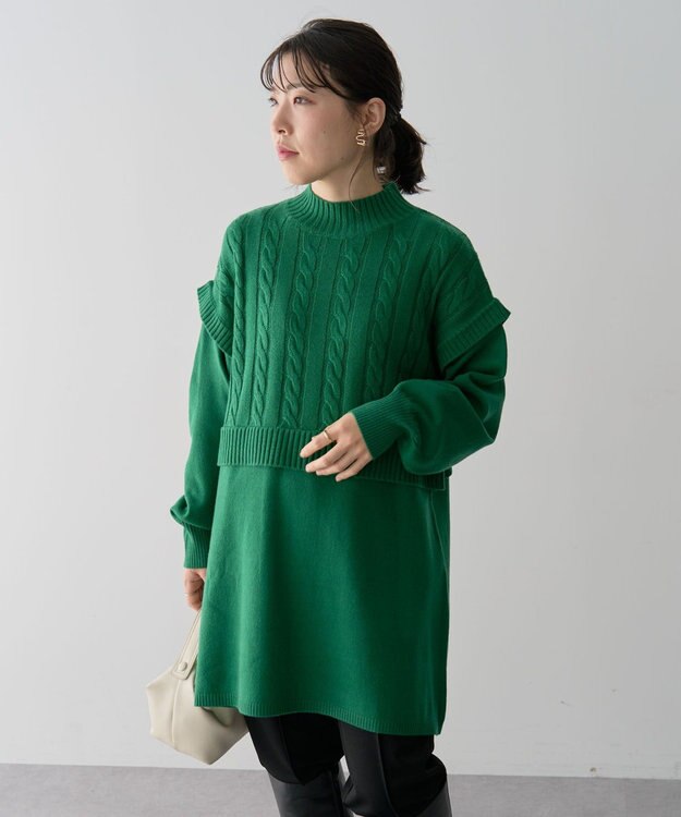 Green Parks ケーブルドッキングニットチュニック Green