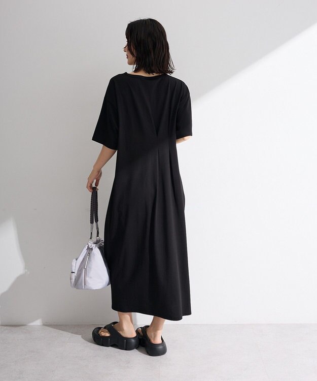 Green Parks 半袖タックカットワンピース Black