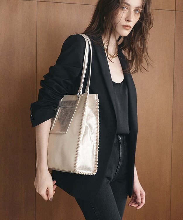 TOPKAPI 【TREASURE TOPKAPI】フェイクレザー ポーチ付き パラコード かがりトートバッグ オフ