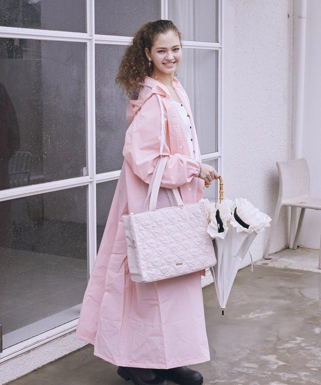 Maison de FLEUR 撥水加工リボンキルティングトートバッグ Pink