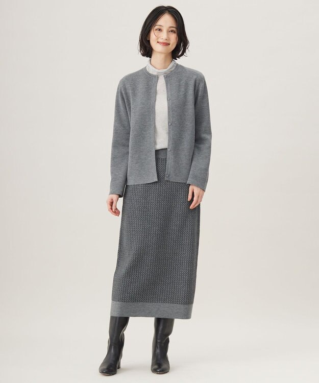 自由区 S 【洗える】ラメボーダー ニット シルバー×シルバー