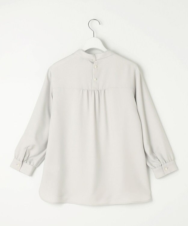 J.PRESS LADIES L 【洗える】ヌーディスバックサテン ボウタイ ブラウス ライトグレー系