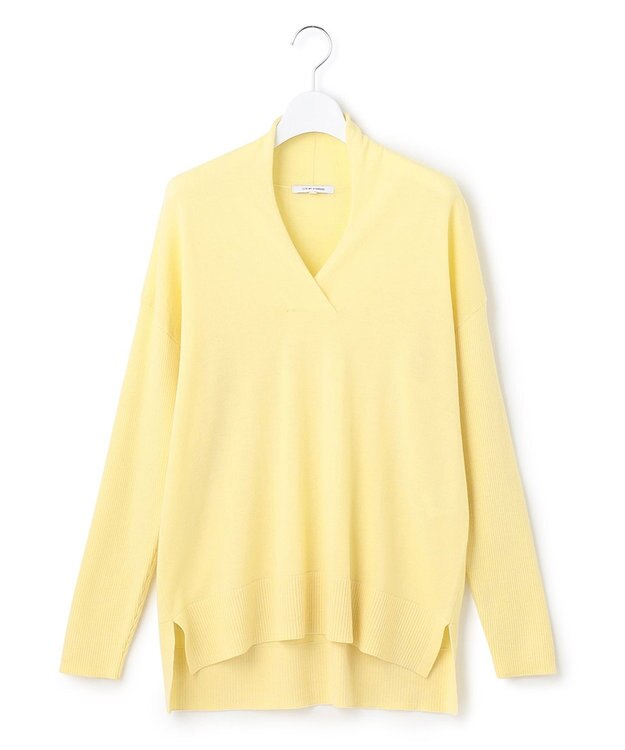 23区 S 【10色展開】ウーステッドウール 重ね襟Vネック ニット イエロー系