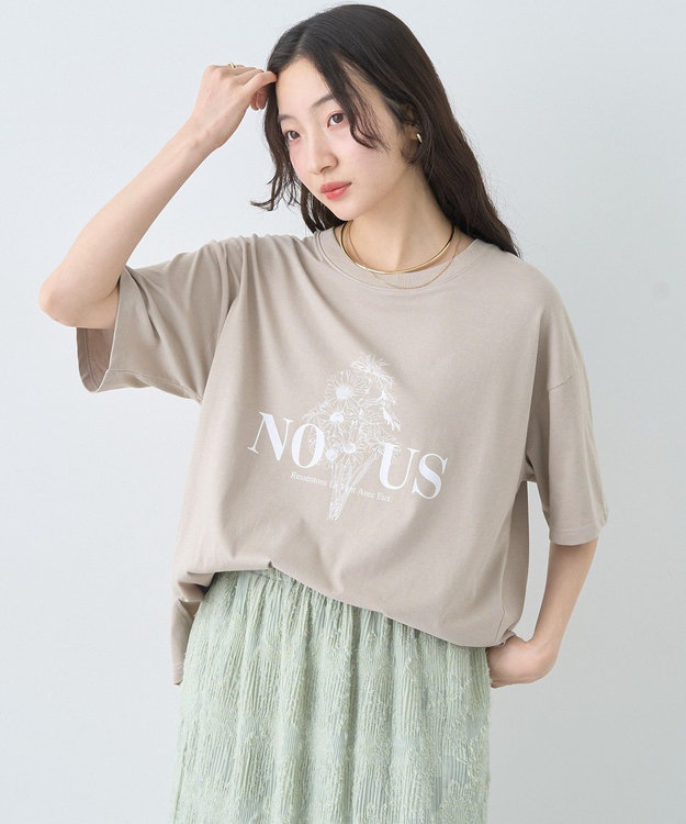 earth music&ecology 【接触冷感】アソートプリントレギュラースリットＴｅｅ Beige