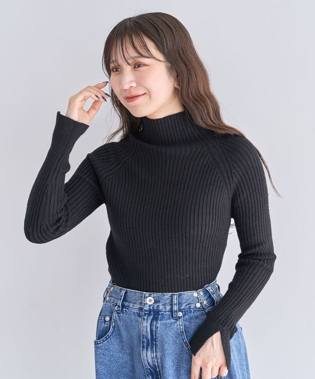 Green Parks ・Ｐｅｔｉｔ　Ｆｌｅｕｒ　ボトルネックリブニット Black