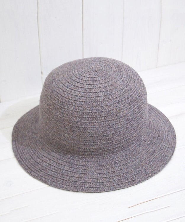 石田製帽 エコリウール混 丸ダウンクロッシェ チャコールミックス