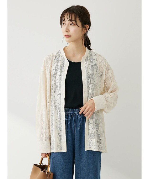 Green Parks 総レースシャツ Natural