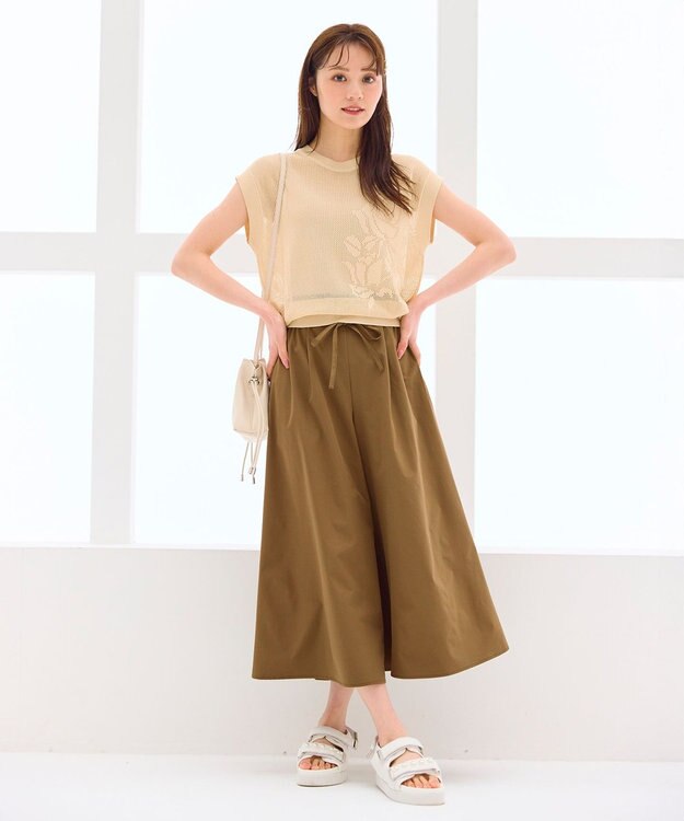 Feroux 【洗える】透かし編みニットトップス アイボリー系