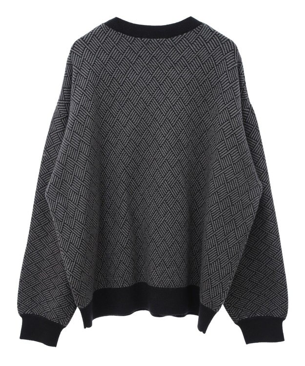 AMERICAN HOLIC バイパチ幾何学柄ニットプルオーバー Gray Mixture