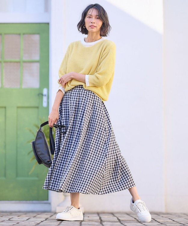 ANY L 【洗濯機可/前後着用可/アンチピリング】２ＷＡＹドライニット イエロー