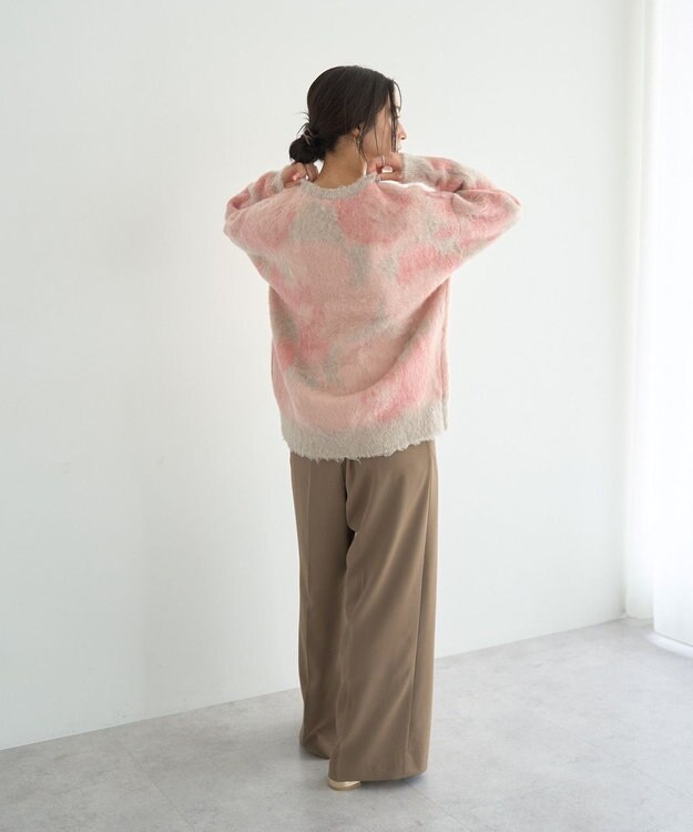 YECCA VECCA フラワー柄シャギーニット Pink
