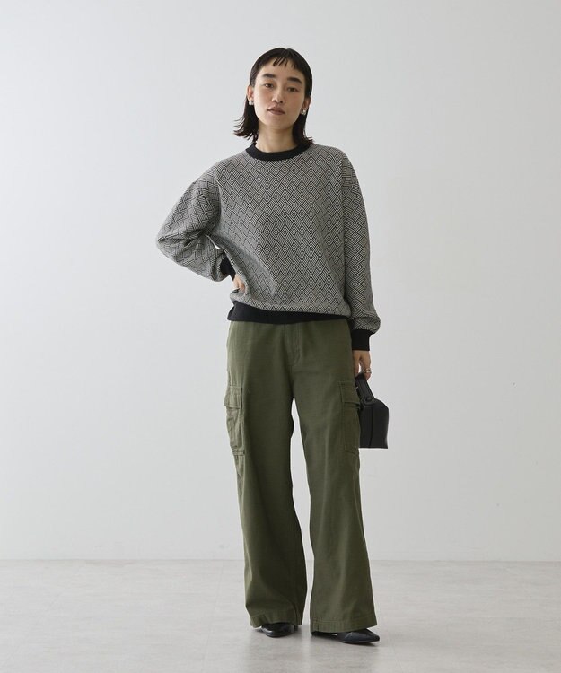 AMERICAN HOLIC バイパチ幾何学柄ニットプルオーバー Black