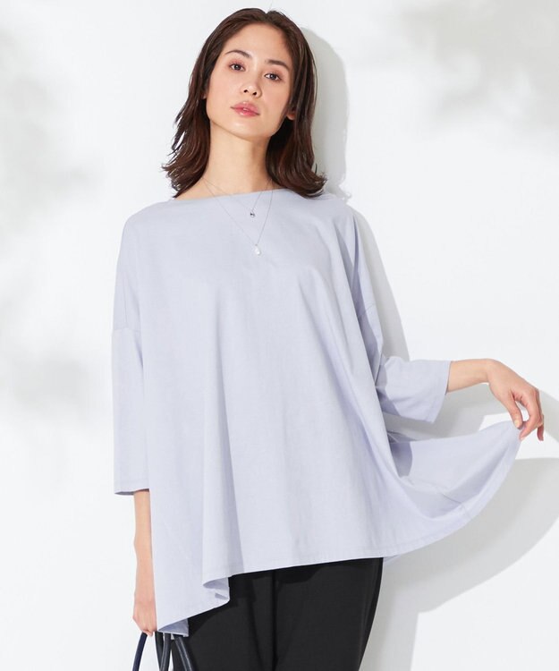 ANY 【洗える】テントライン カットソー サックスブルー系