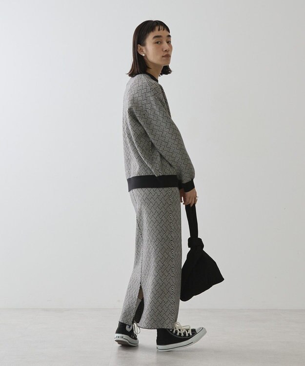 AMERICAN HOLIC バイパチ幾何学柄ニットプルオーバー Black