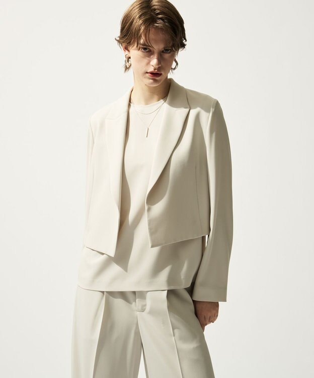 uncrave クールタッチツイル ショートジャケット グレージュ