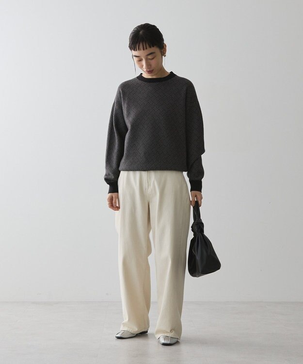 AMERICAN HOLIC バイパチ幾何学柄ニットプルオーバー Gray Mixture