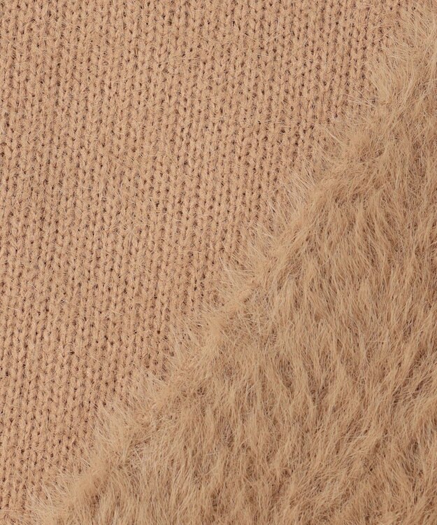 UNFILO ナイロンシャギー Vネックカーディガン キャメル