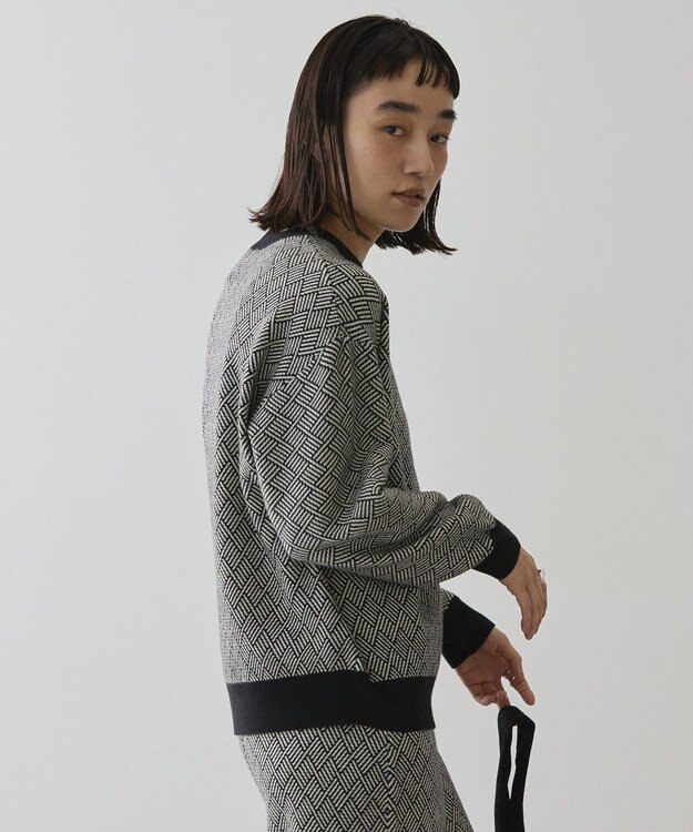 AMERICAN HOLIC バイパチ幾何学柄ニットプルオーバー Black