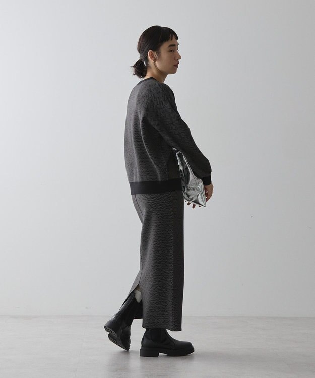 AMERICAN HOLIC バイパチ幾何学柄ニットプルオーバー Gray Mixture