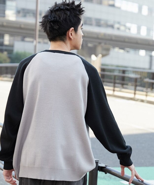 WEGO ラグランジャガードグラフィックプルオーバー ブラック