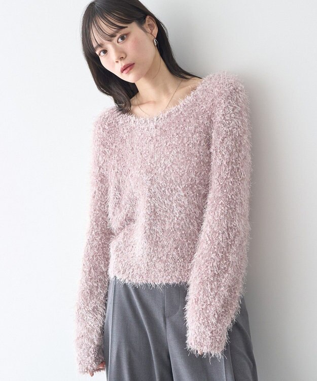 earth music&ecology ポンポンヤーンラメニットプルオーバー Pink