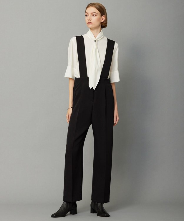 ICB L 【接触冷感・UVケア・洗える】 レーヨンコンパクトローン ボウタイシャツ オフホワイト系