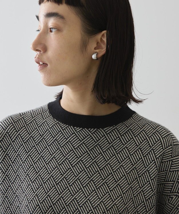 AMERICAN HOLIC バイパチ幾何学柄ニットプルオーバー Black